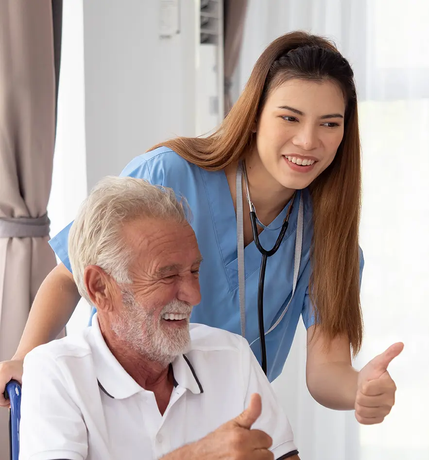 Home health care team working together.